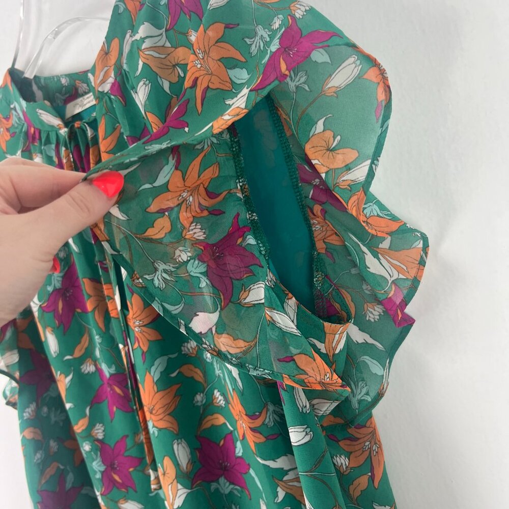 NWOT Stitch Fix Beacon Apparel Floral Ruffle Sleeve Top Size Small S NEW - Picture 3 of 10